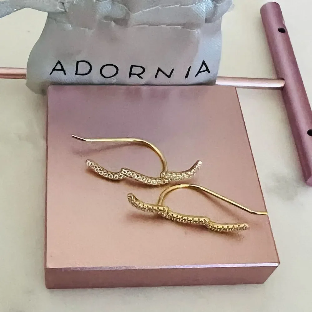 ADORNIA Swarovski Crystal Climber Earrings,‎ Diamonds, Gold, NWT - Picture 7 of 11